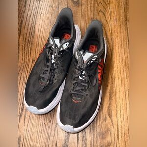 Hoka Black and Red Athletic Shoes